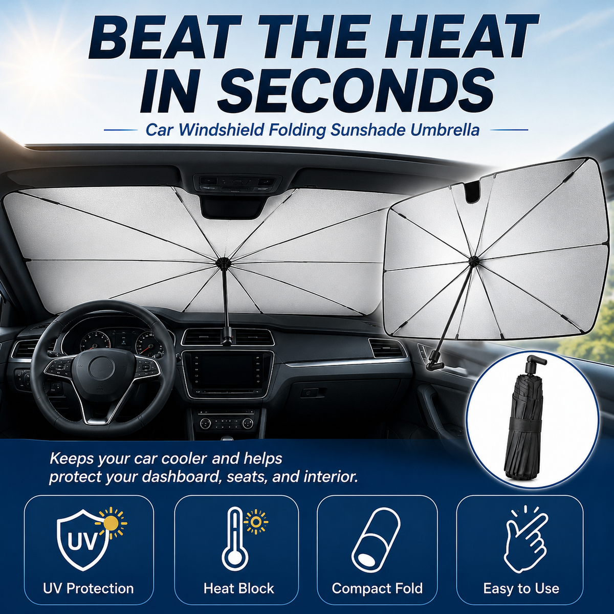 Car Windshield Sunshade - Foldable Car Sunshade (Thermal Insulation)